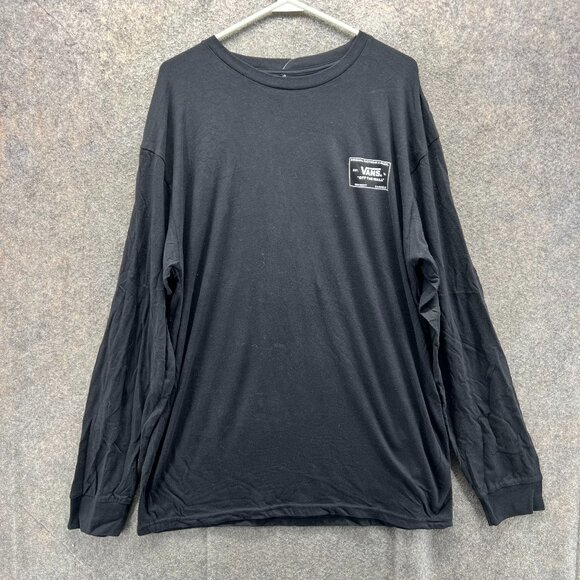 Vans Shirt Mens Large Black Long Sleeve Graphic Logo Cotton Skate Tee Crewneck - Picture 1 of 11